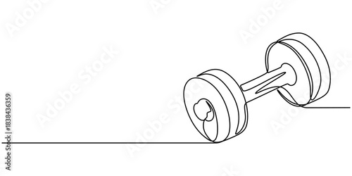 Continuous one line drawing of dumbbells' outline graphic vector illustration