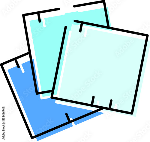 Stacked transparent glass panes icon illustration