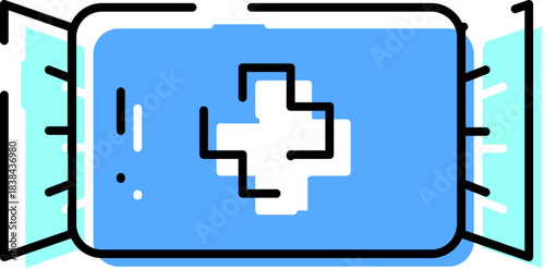 Throat lozenge candy packaging with medical cross icon