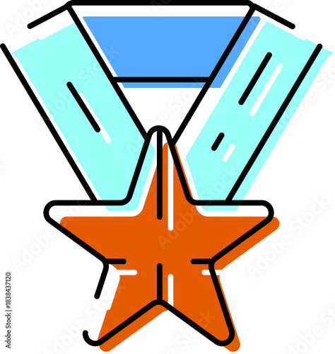 Star medal award for achievement and excellence concept