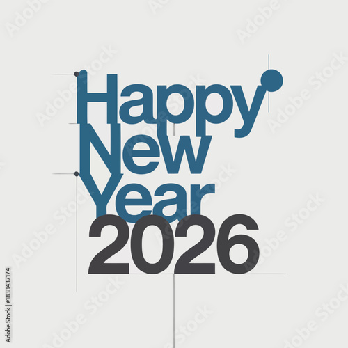 New Year 2026: An elegant typographic composition, blending the words Happy New Year 2026 with a modern and artistic flair, a visually appealing aesthetic that embodies optimism for the coming year.