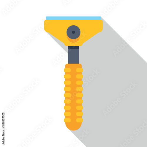 Cleaning tool with yellow handle and blade for removing dirt
