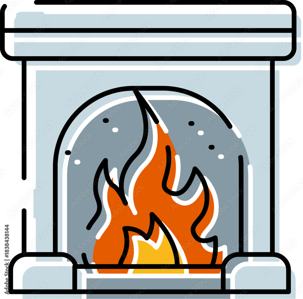 Obraz premium Fireplace emitting warm flame icon illustration