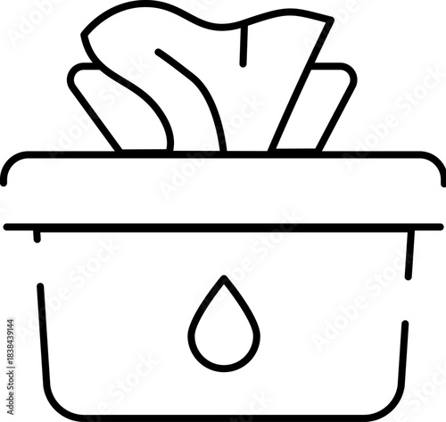 Wet wipe container icon showing cleaning hygiene supplies