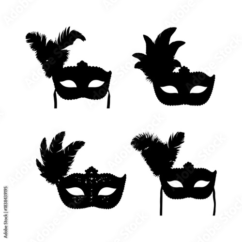glittering blackeye mask with feathered decor for masquerade ball, mardi gras