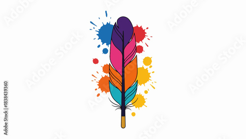 Multicolor Artistic Feather Illustration, feather illustration, multicolor feather, flat color design, artistic feather, colorful illustration, vector friendly design, png leaf, png multy leaf, 