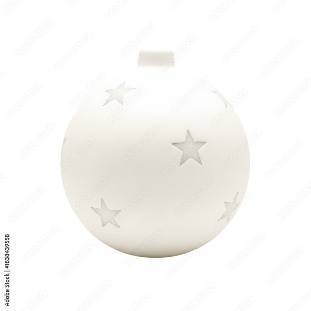 Fototapeta premium Matte White Ceramic Christmas Ornament with Cutout Star Pattern
