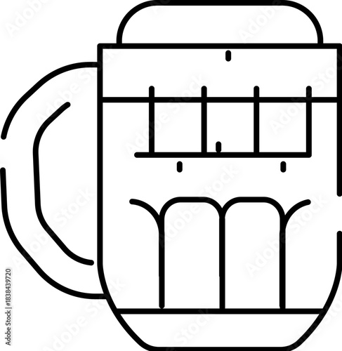 Beer mug line art icon outlining pub beverage
