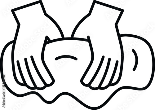 Hands kneading dough, representing food preparation and baking