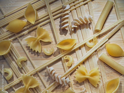  Assortment of dry pasta in a studio.