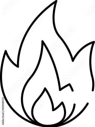 Simple line art drawing representing fire flame icon