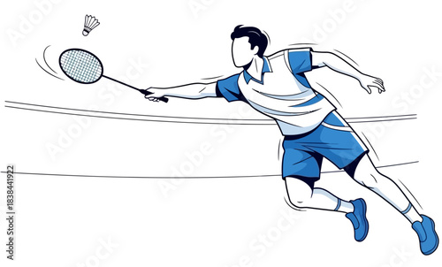 Dynamic Illustration of a Badminton Player Executing a Powerful Smash Shot During a Competitive Match