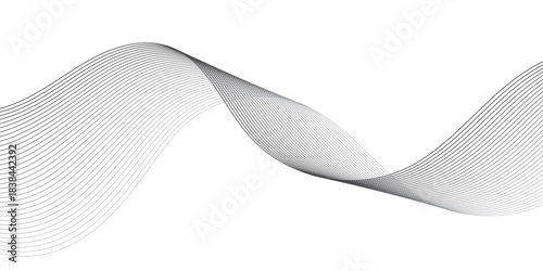 Abstract wave element for design. Digital frequency track equalizer. Stylized line art background, Geometric grey vector waves on transparent  background. Editable stroke.