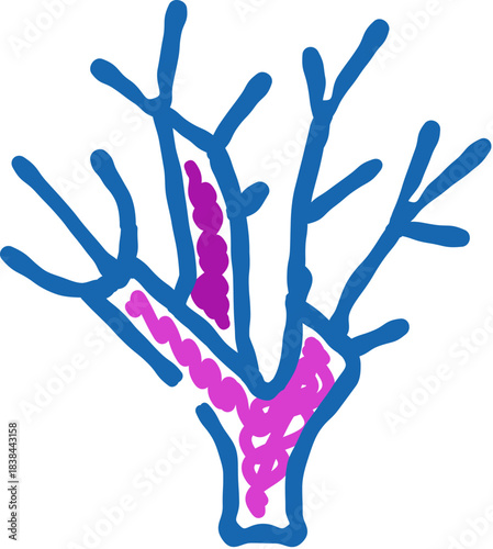Coral reef drawing icon showing marine plant life