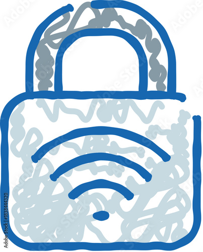 Padlock doodle showing secured wi fi network connection
