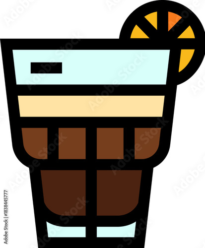 Layered cocktail drink glass with citrus slice icon