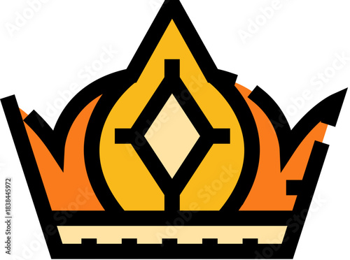 Flaming crown vector icon representing power and royalty