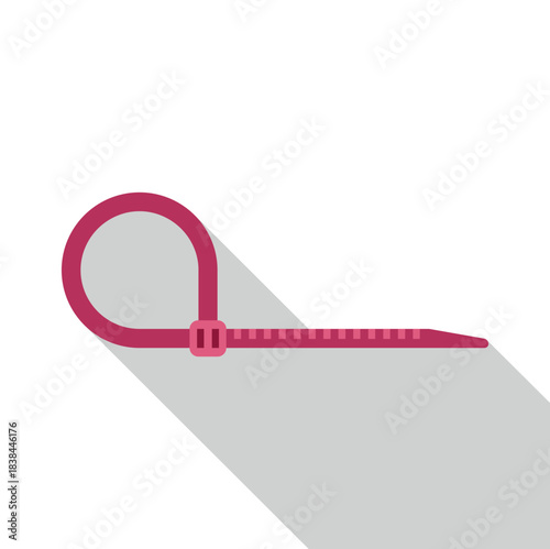 Pink plastic cable tie providing secure fastening with a loop and strap