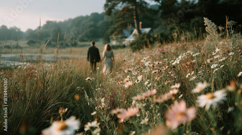 Couple in flower field