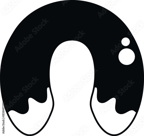 Donut line icon showing sweet dessert with chocolate glaze and decorative elements