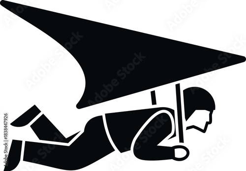 Person flying a hang glider icon representing freedom and adventure