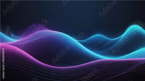Abstract blue wave of light and energy illustrates a futuristic fractal pattern design