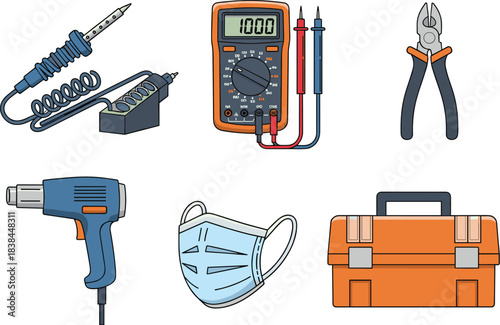 Essential Electronics and Electrical Tools for Soldering, Measuring, Cutting, Safety, Maintenance, DIY Projects, and Organized Workspaces in Technical Settings
