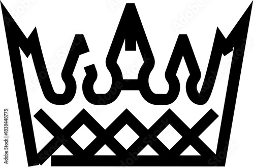 Stylized crown geometric outline black icon representing royalty
