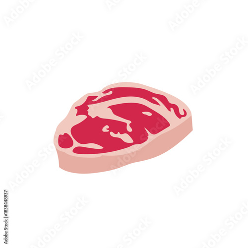 red cut of meat steak food rare raw rib-eye t-bone marbling of fat uncooked emoji symbol sign icon vector illustration isolated flat
