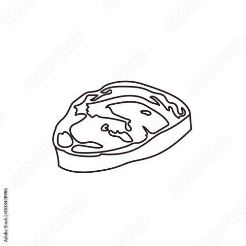 red cut of meat steak food rare raw rib-eye t-bone marbling of fat uncooked emoji symbol sign icon vector illustration isolated flat