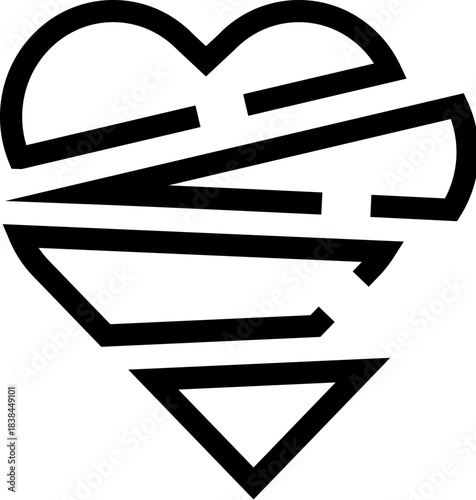 Broken heart concept showing shattered lines