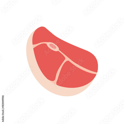 red cut of meat steak food rare raw rib-eye t-bone marbling of fat uncooked emoji symbol sign icon vector illustration isolated flat