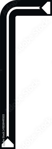 Hex key displaying an l shape with arrows signifying direction