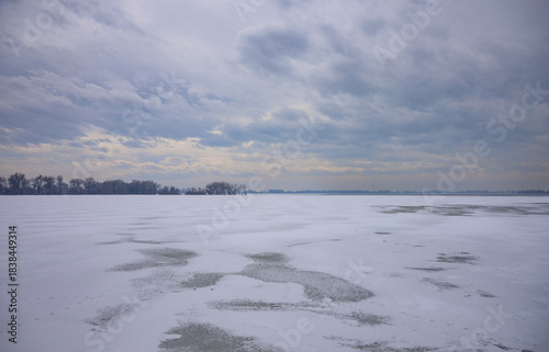 winter landscape with frozen lake