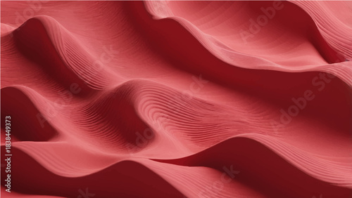 Flowing red silk and satin fabric textile with soft waves and luxurious texture backdrop