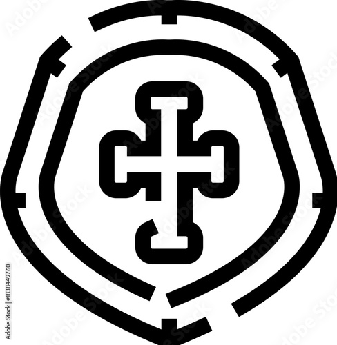 Ancient pirate doubloon coin icon representing treasure