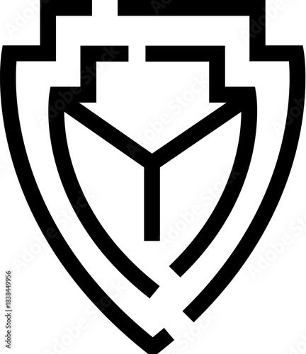 Minimalist shield logo representing data security and cyber protection