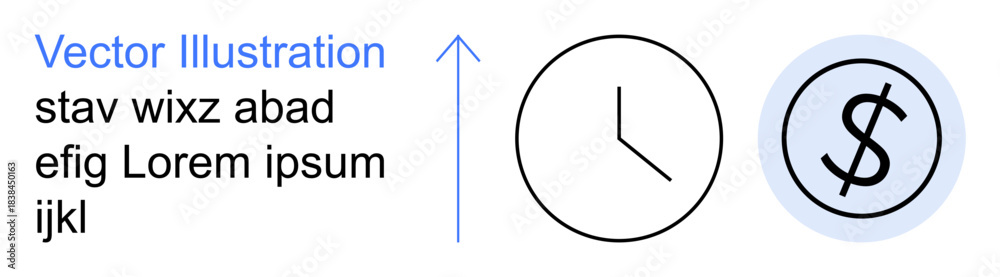 Obraz premium Time management, financial goals, productivity, strategic planning, investment growth, economic analysis. A clock and dollar sign . Time management and financial goals concept