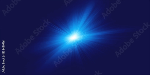 Bright blue sunburst with light rays and flare explosion backdrop design. reflection, rays, flash, shine, motion, sunlight, vector, star, sun, backgrounds