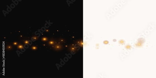Gold Christmas light motion art vector abstract design illustration. animation, black, fire, night, 3d, christmas