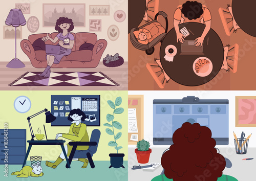 Scenes from the life of a mother with a child who works remotely