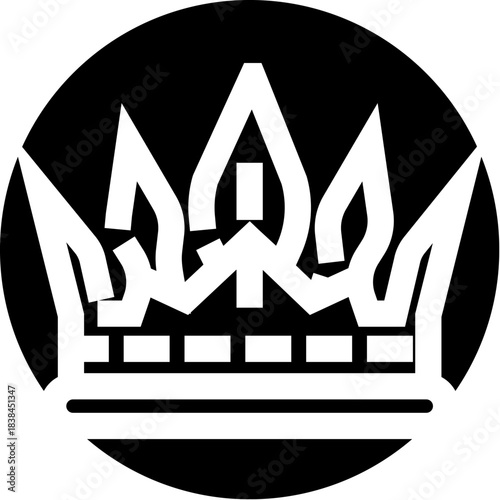 Stylized ukrainian trident emblem in black circle
