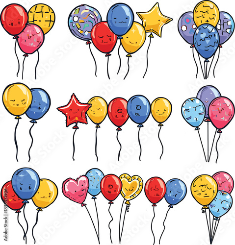 set of colorful balloons