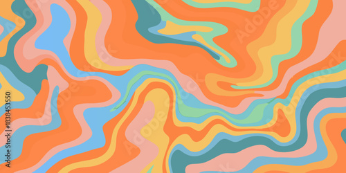 Abstract fluid art background with swirling colors and a retro aesthetic