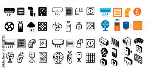 Hvac icons collection: ventilation designs
