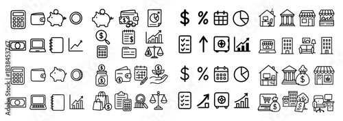 Financial icons collection for business