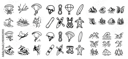 Adventure sports icons collection