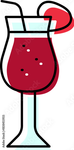 Cocktail drink with straw enjoying refreshing summer beverage