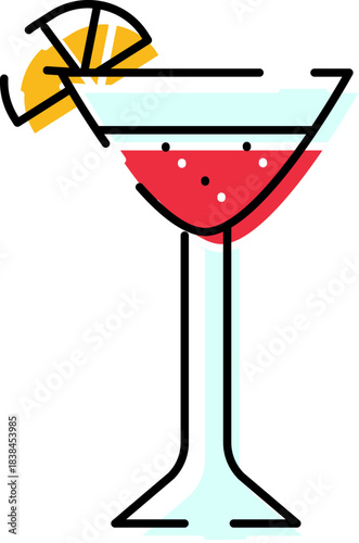 Cocktail drink with lemon garnish in martini glass