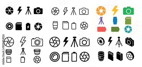 Camera and photography icon set
